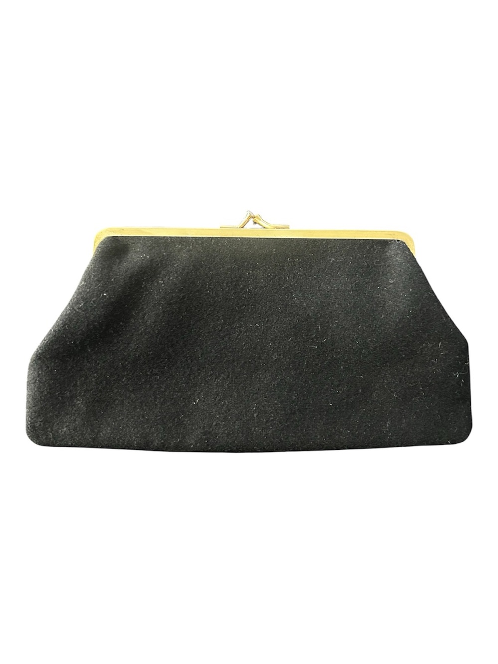 Vintage Black Wool Felt Clutch Purse with Gold